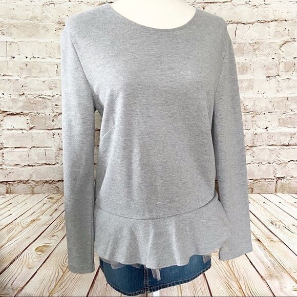 J. Crew Tops - J. Crew tulle hem peplum ponte top